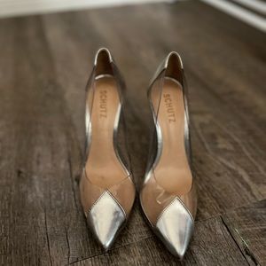 Schutz silver/clear heels